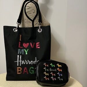 💐 Harrods’ Shopping Tote & Cosmetics Case Scottie Dogs Black